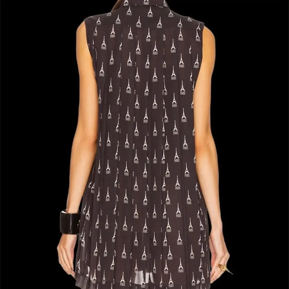BALENCIAGA Paris Eiffel Tower print Baby Doll Dress Size 36 6 NWT - Picture 2 of 6